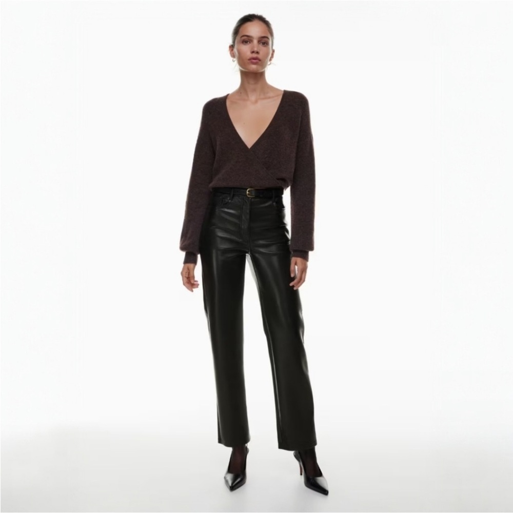 Aritzia Wilfred Melina Faux Leather Straight‎ Leg Pants 0 Black